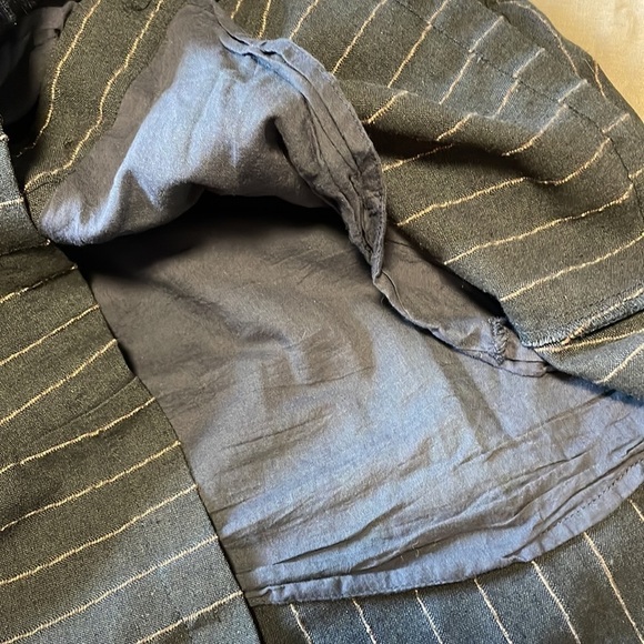 Preppy Minimalist Skirt Scallop Pinstripe Mini BluPepper SM Navy Blue Career - Picture 13 of 14